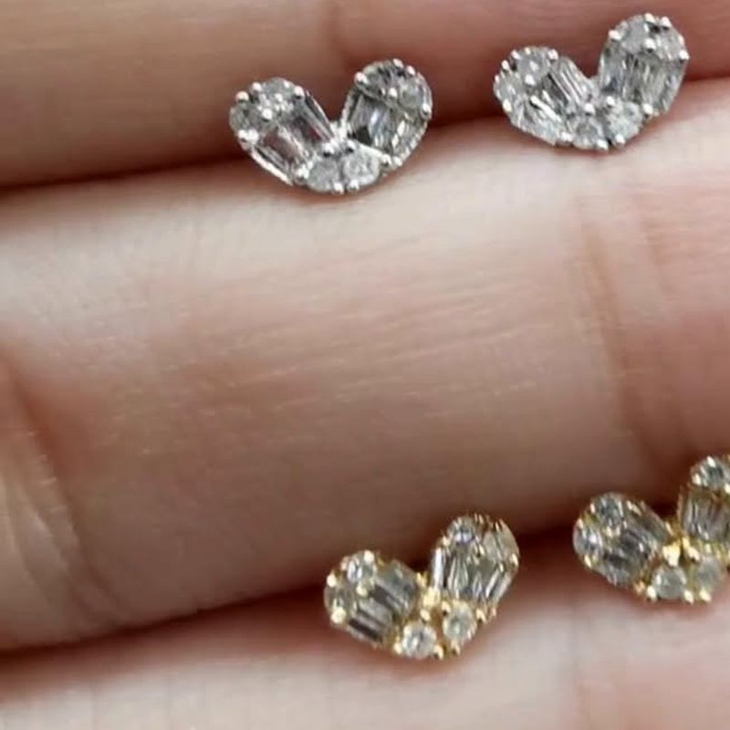 Double Pear Heart Stud Earrings - natural diamonds in 18K Japan gold.
