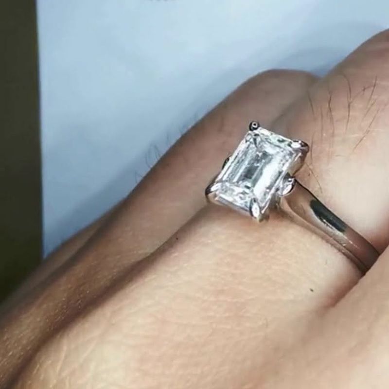 Emerald Cut Solitaire Ring - natural diamonds in 18K Japan gold.