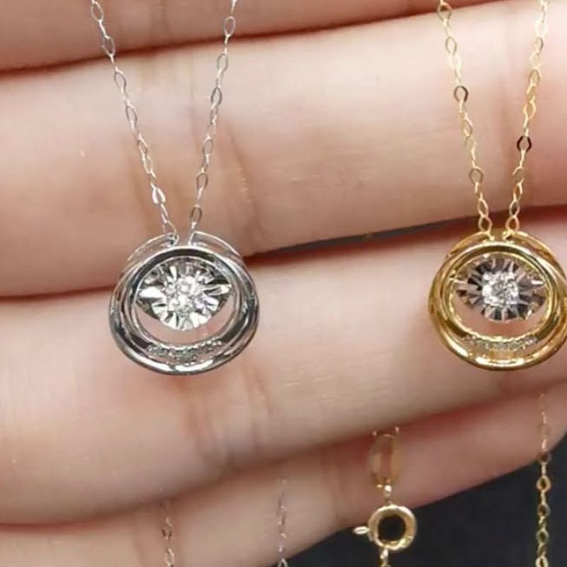 Round Dancing Diamond Necklace - natural diamonds in 18K Japan gold.